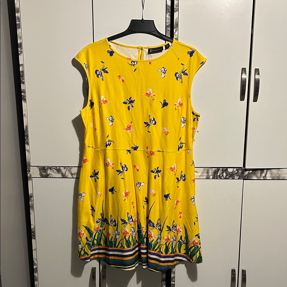 New York & Company Yellow Floral Dress
